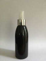 PET Flasche 150 ml schwarz mit Zerstäuber in chrom